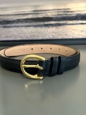 Lands End Black Leather Belt.  EUC